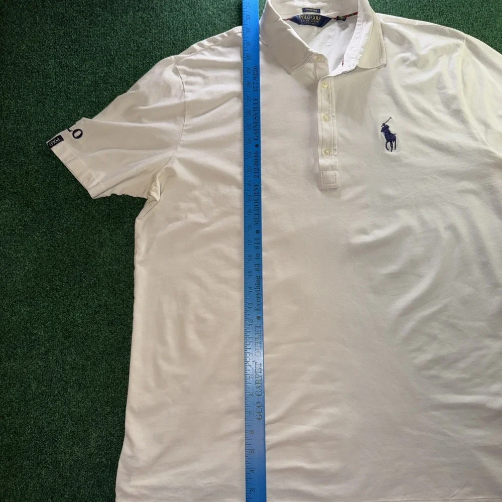 Polo Golf Ralph Lauren Stretch Lisle Polo Mens XL White/ Blue Horse